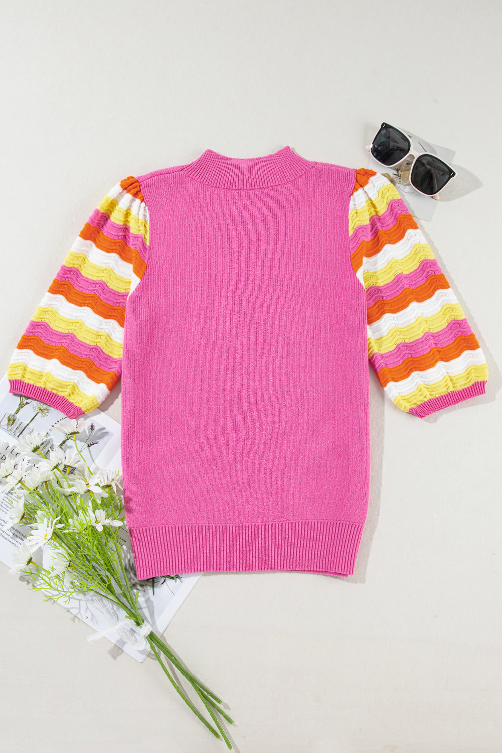 Phoenix Ribbed Short Sleeve Sweater