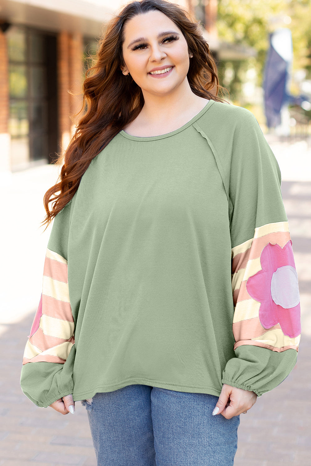 Sara Flower Raglan Sleeve Top