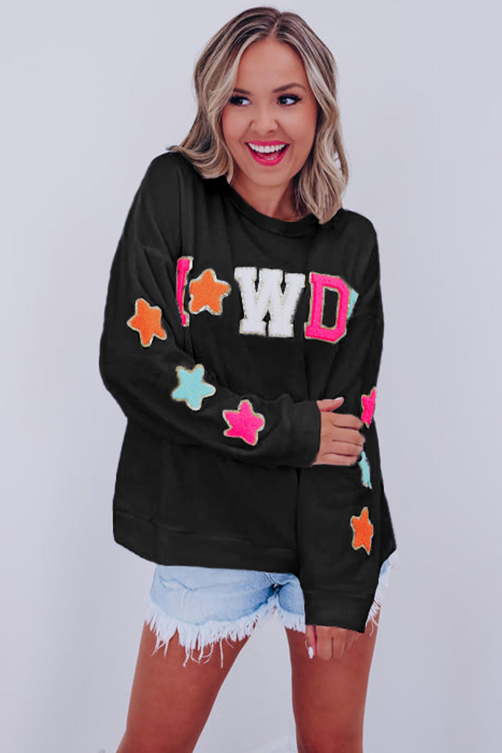 Howdy Patch Graphic Casual Sweatshirt - Threaded Pear