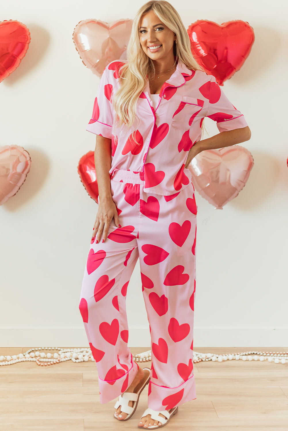 Valentines Short Sleeve Pants Pajamas Set