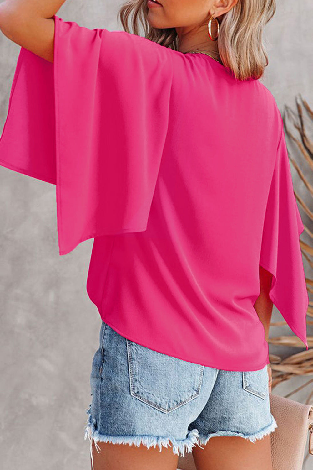 Hadley Flounce Bell Sleeve V Neck Blouse - Threaded Pear