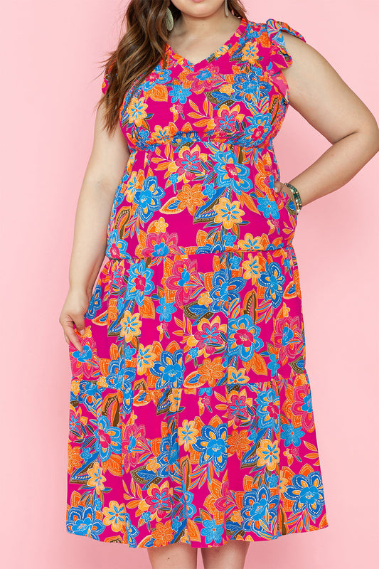 Ruffled Sleeveless Plus Size Long Dress