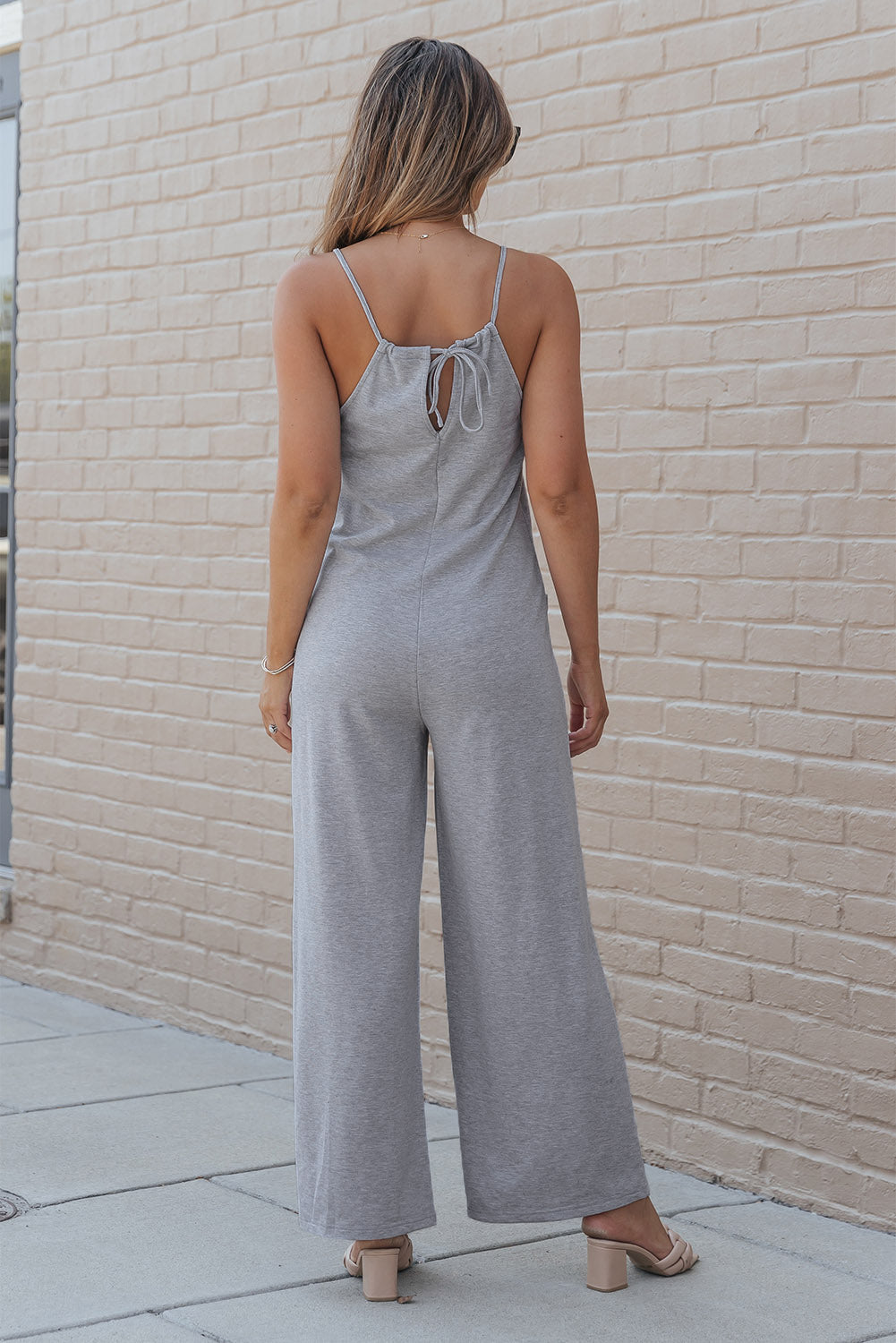 Pocket Spaghetti Strap Wide Leg Jumpsuit