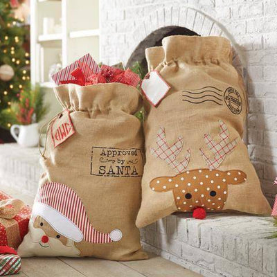 Drawstring Santa Sack | 28” x 20” - Threaded Pear