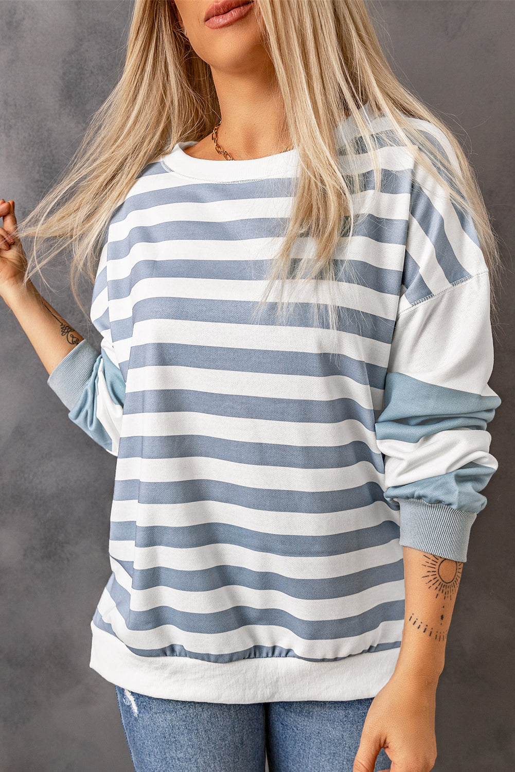 Striped Pullover Sweatshirt