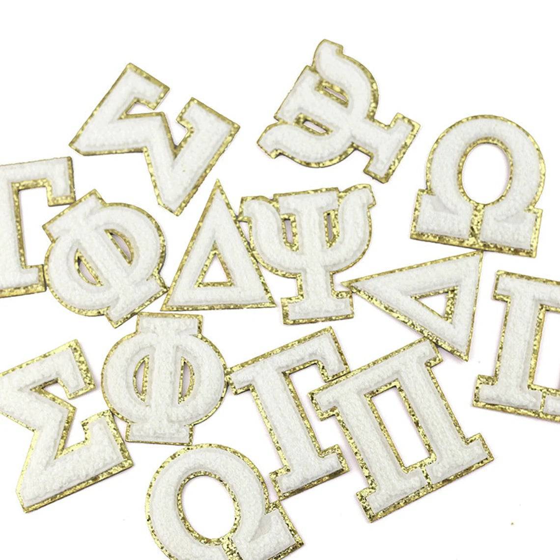 Greek Alphabet Self Adhesive Chenille Patches - Threaded Pear